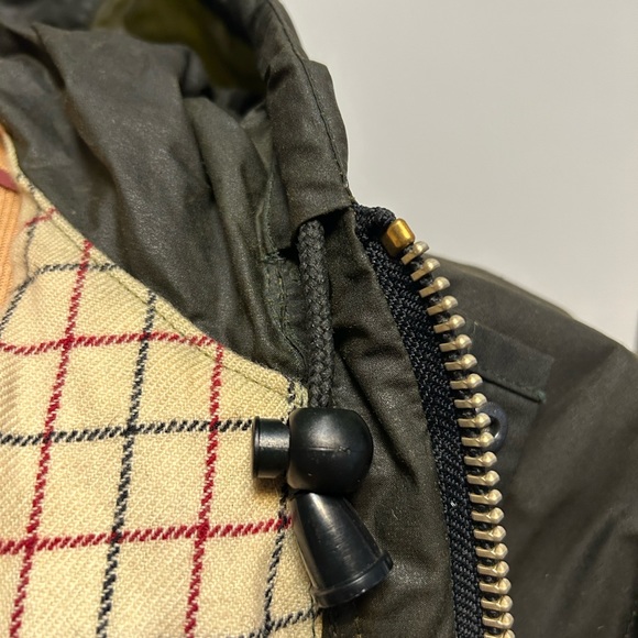 New wax cotton raincoat green lined hood Scotland Wathne MED / Barbour quality - Picture 5 of 16